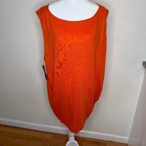 Eileen Fisher‎ Asymmetrical Ballet Neck Sleeveless Top Flamingo Size 2X